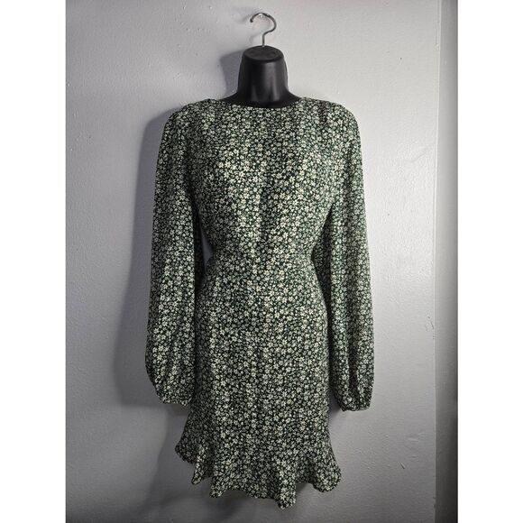 Lulus Blooming Darlin' Green Floral Print Ruffled Mini‎ Dress Size Medium - Picture 1 of 9